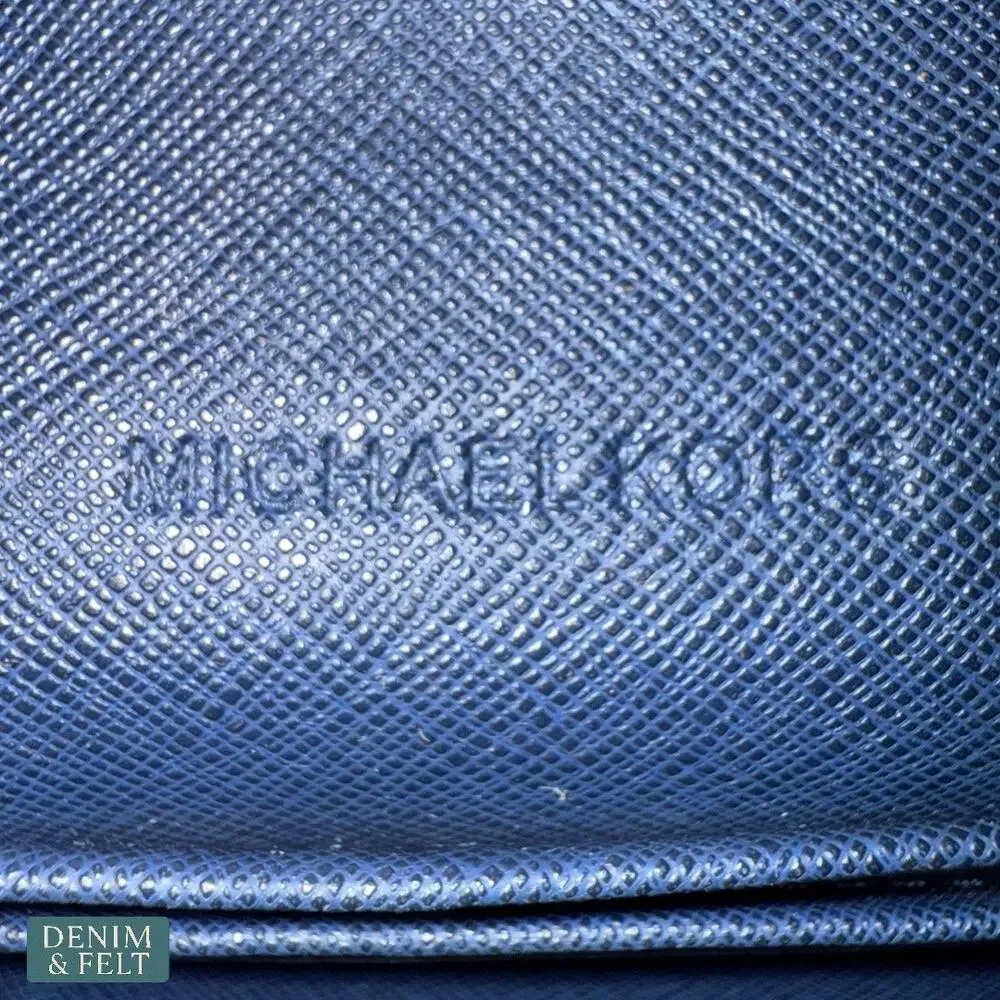 Michael Kors Navy Blue Saffiano Leather Wallet with Gold‎ Hardware Classic